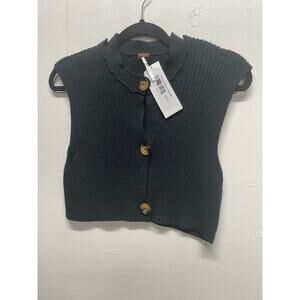 Free People Women's Cropped Sweater Vest Black Size Medium New With Tags!